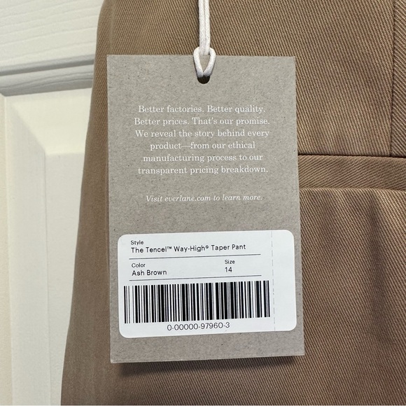 Everlane The Tencel Way-High Taper Pant Ash Brown Size 14 - Picture 5 of 8